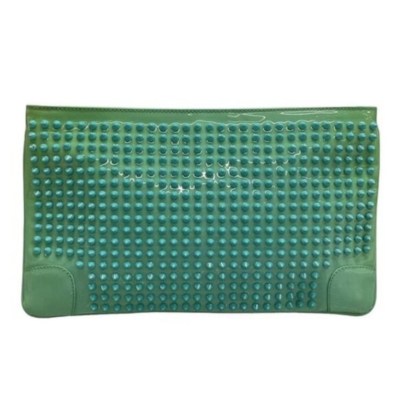 Christian Louboutin Handbags - CHRISTIAN LOUBOUTIN Light Green Patent Leather Clutch Bag